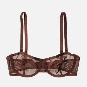 Cuup Espresso Mesh Balconette Bra 36D NWT